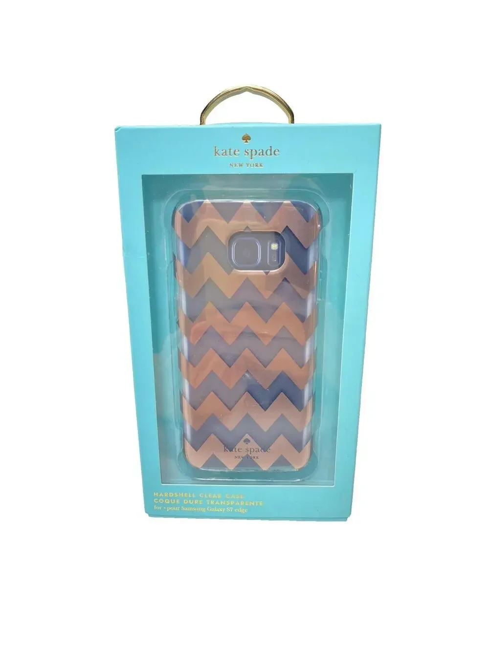 Kate Spade Samsung S7 Edge Phone Case Hardshell Cover Chevron Rose Gold Clear